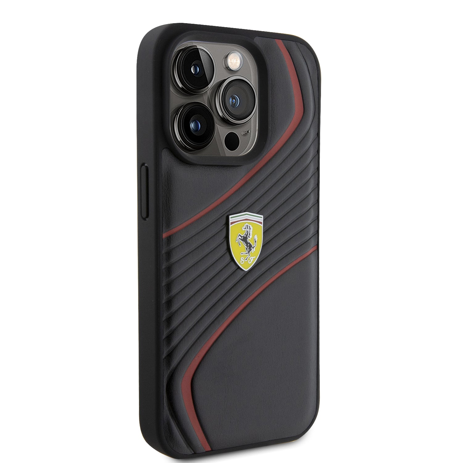 Ferrari Twist Metal Logo Hard Case Θήκη προστασίας από δερματίνη – iPhone 15 Pro (Black – FEHCP15LPTWK)
