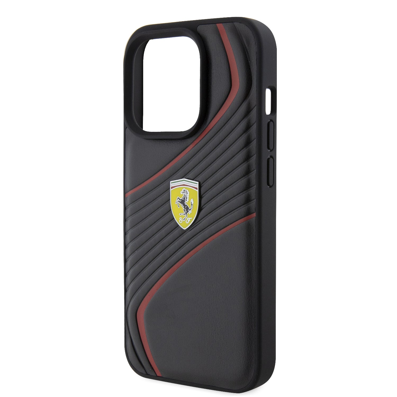 Ferrari Twist Metal Logo Hard Case Θήκη προστασίας από δερματίνη – iPhone 15 Pro (Black – FEHCP15LPTWK)