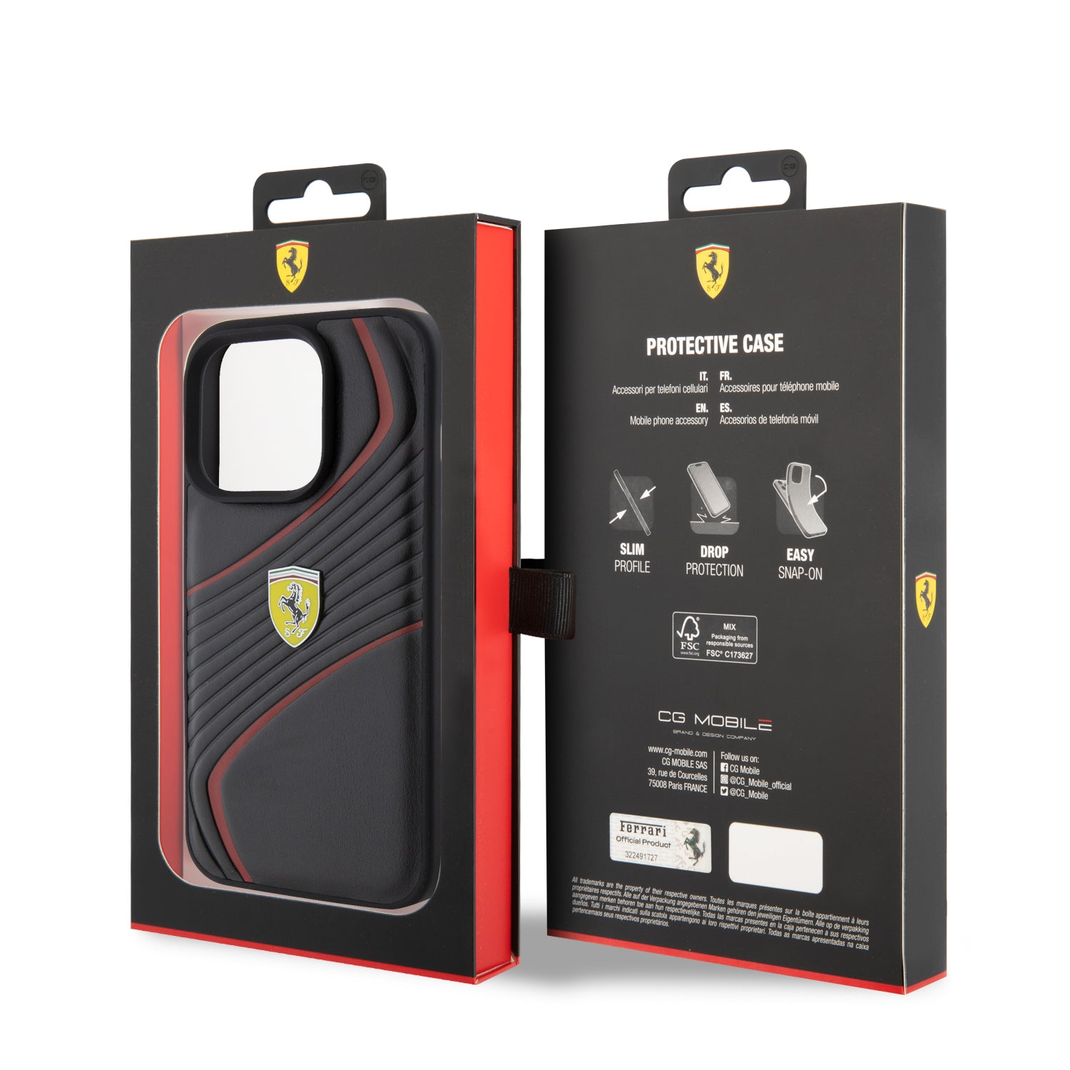 Ferrari Twist Metal Logo Hard Case Θήκη προστασίας από δερματίνη – iPhone 15 Pro (Black – FEHCP15LPTWK)