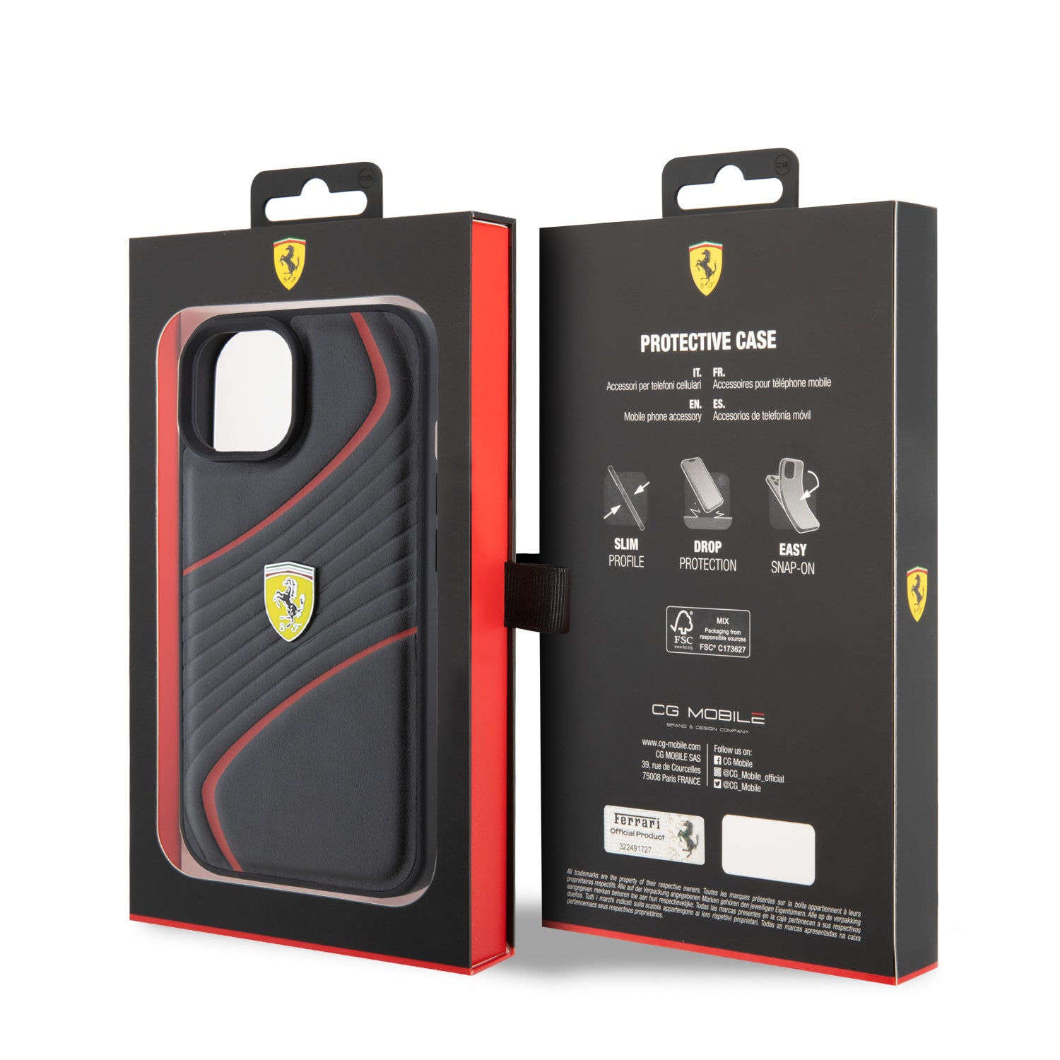 Ferrari Twist Metal Logo Hard Case Θήκη προστασίας από δερματίνη – iPhone 15 (Black – FEHCP15SPTWK)