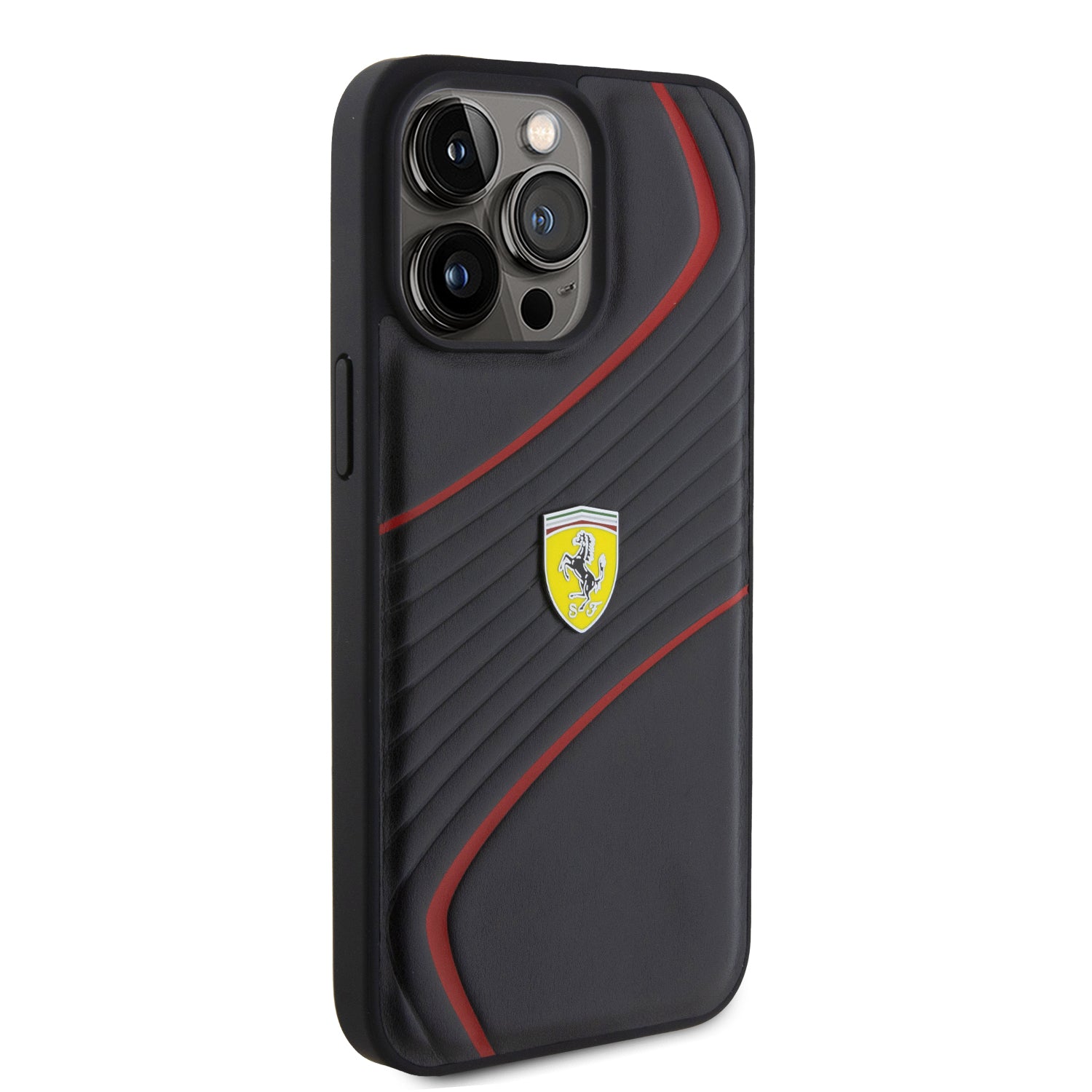 Ferrari Twist Metal Logo Hard Case Θήκη προστασίας από δερματίνη – iPhone 15 Pro Max (Black – FEHCP15XPTWK)