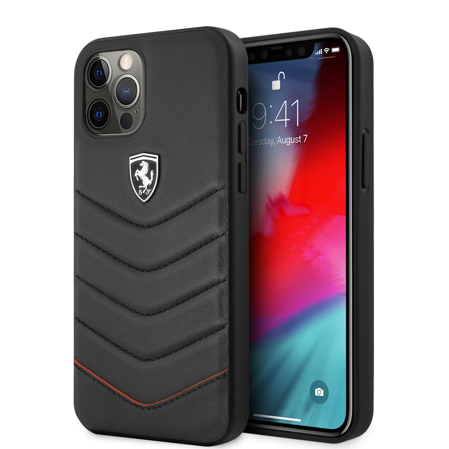 Ferrari "Off Track" Quilted Leather Case Θήκη Προστασίας Από Γνήσιο Καπιτονέ Δέρμα – Iphone 12 Pro Max (Μαύρη/Quilted Leather/3D Logo) – Θήκη για κινητό από το PhoneBazaar.gr