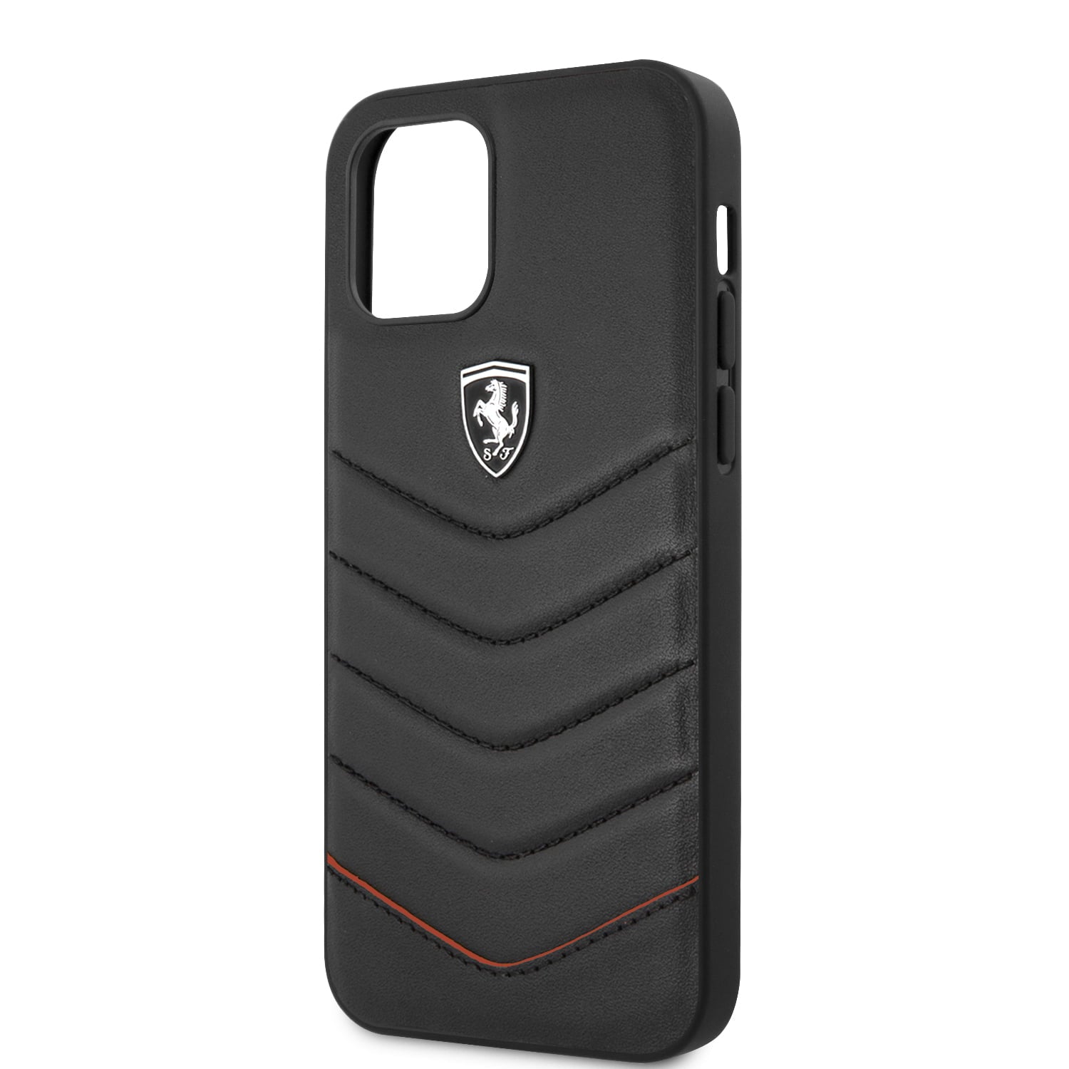 Ferrari "Off Track" Quilted Leather Case Θήκη προστασίας από γνήσιο καπιτονέ δέρμα – iPhone 12 Pro Max (Μαύρη/Quilted Leather/3D Logo)