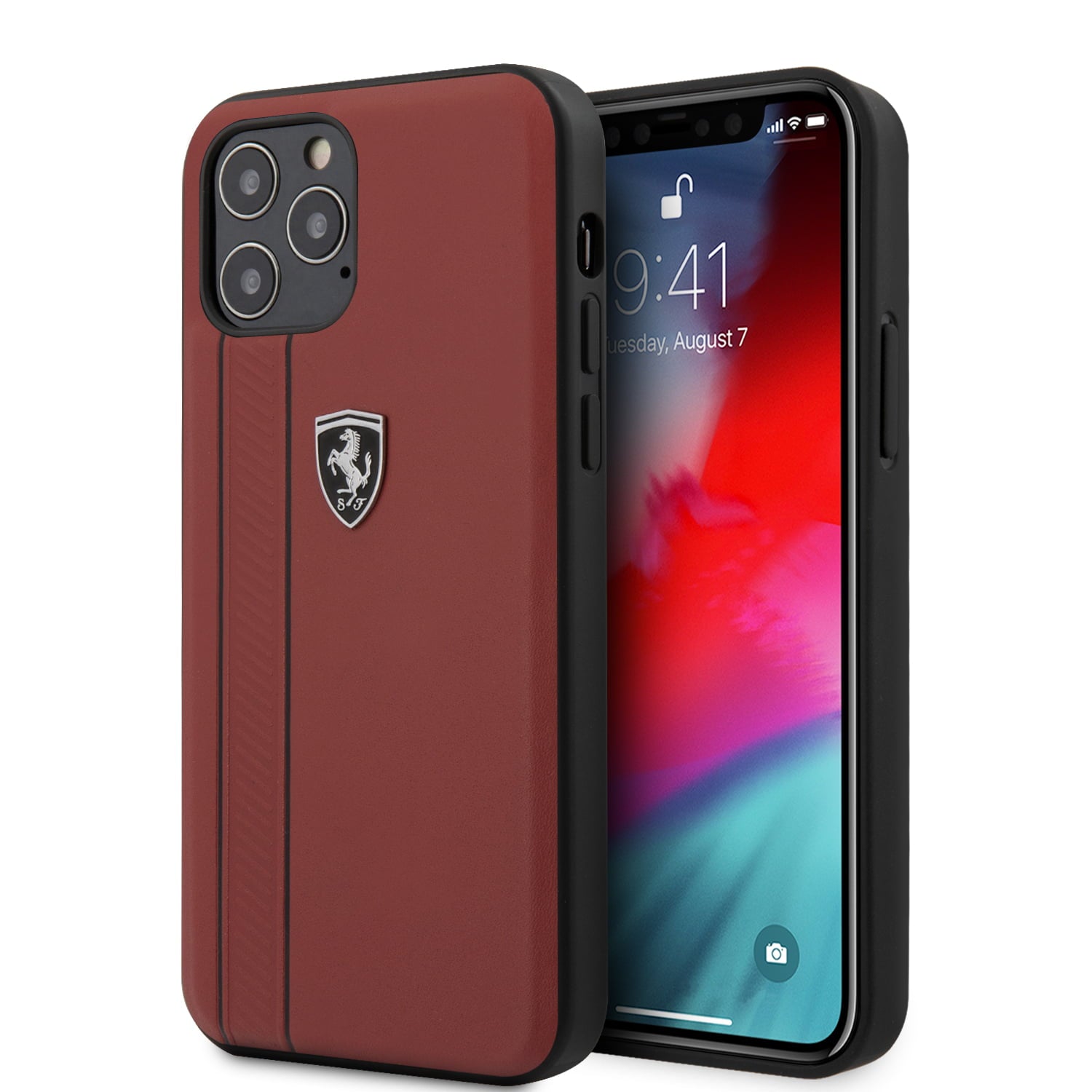 Ferrari "Off Track" Hard Leather Case With Embossed Stripes Θήκη Προστασίας Από Γνήσιο Δέρμα – Iphone 12 Pro Max (Κόκκινη/Leather/3D Logo) – Θήκη για κινητό από το PhoneBazaar.gr
