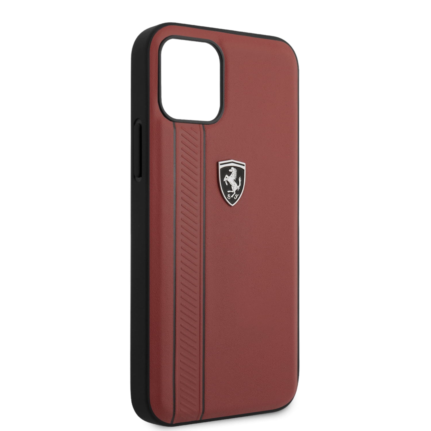 Ferrari "Off Track" Hard Leather Case with Embossed Stripes Θήκη προστασίας από γνήσιο δέρμα – iPhone 12 Pro Max (Κόκκινη/Leather/3D Logo)