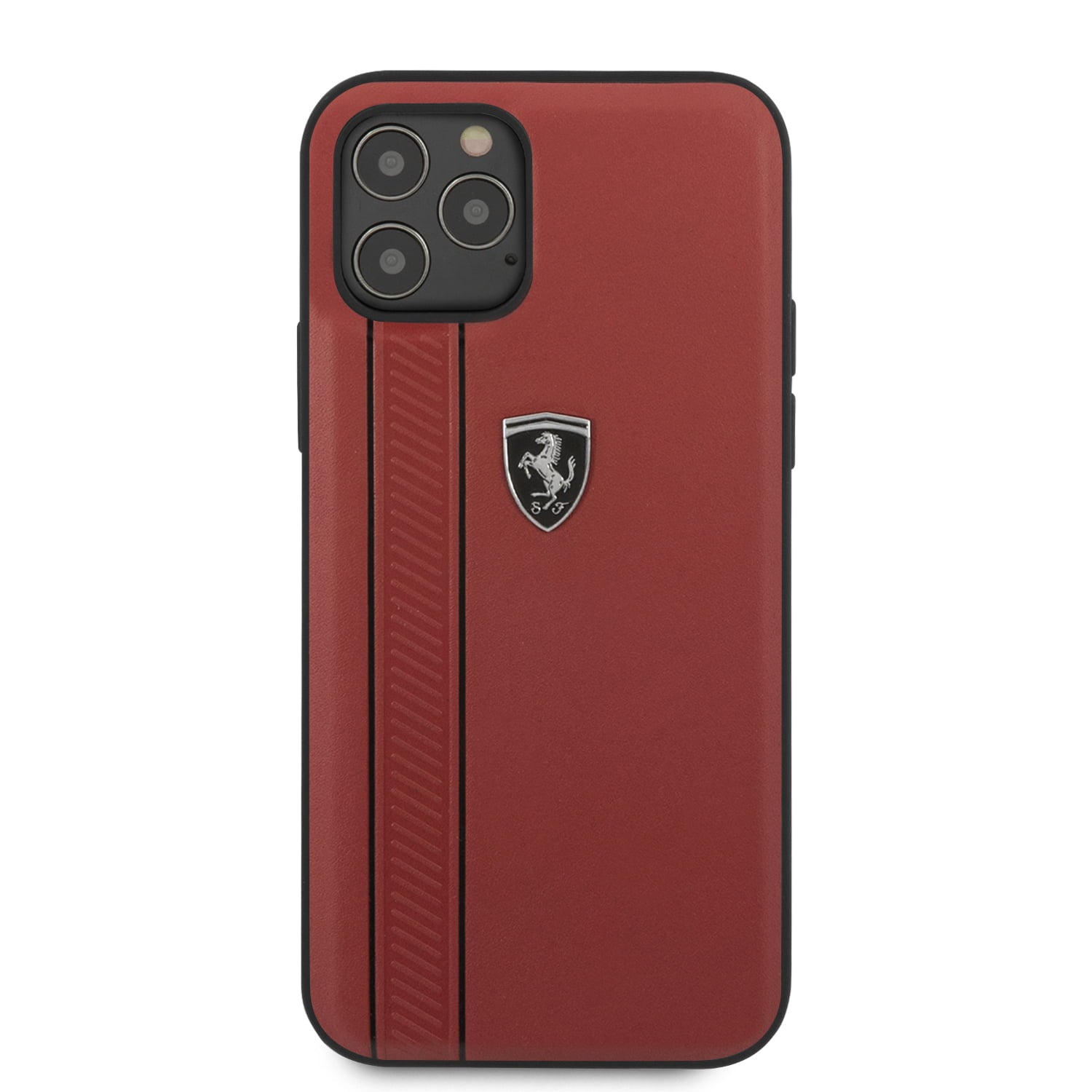 Ferrari "Off Track" Hard Leather Case with Embossed Stripes Θήκη προστασίας από γνήσιο δέρμα – iPhone 12 Pro Max (Κόκκινη/Leather/3D Logo)