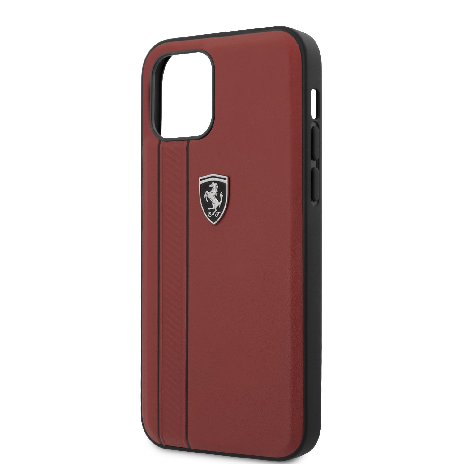 Ferrari "Off Track" Hard Leather Case with Embossed Stripes Θήκη προστασίας από γνήσιο δέρμα – iPhone 12 Pro Max (Κόκκινη/Leather/3D Logo)