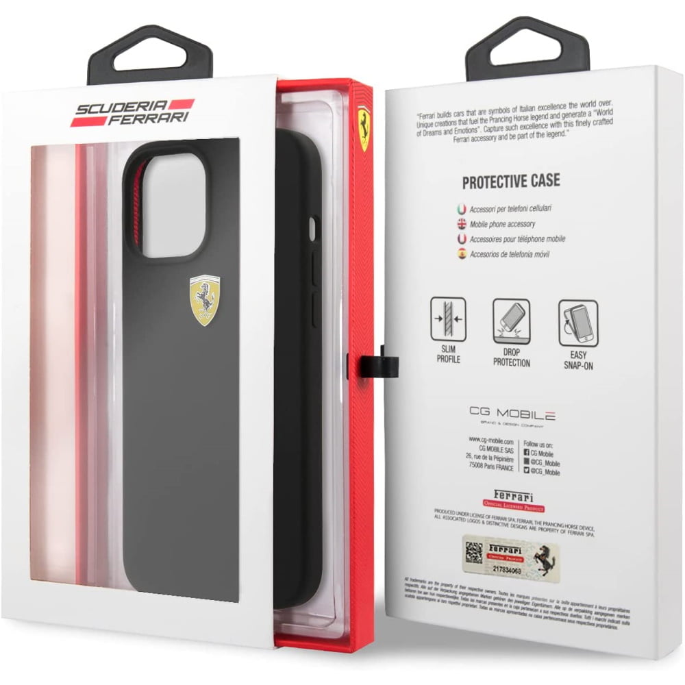 Ferrari "On Track" Liquid Silicone Case Θήκη προστασίας – iPhone 12 Pro Max (Μαύρη/3D Logo)