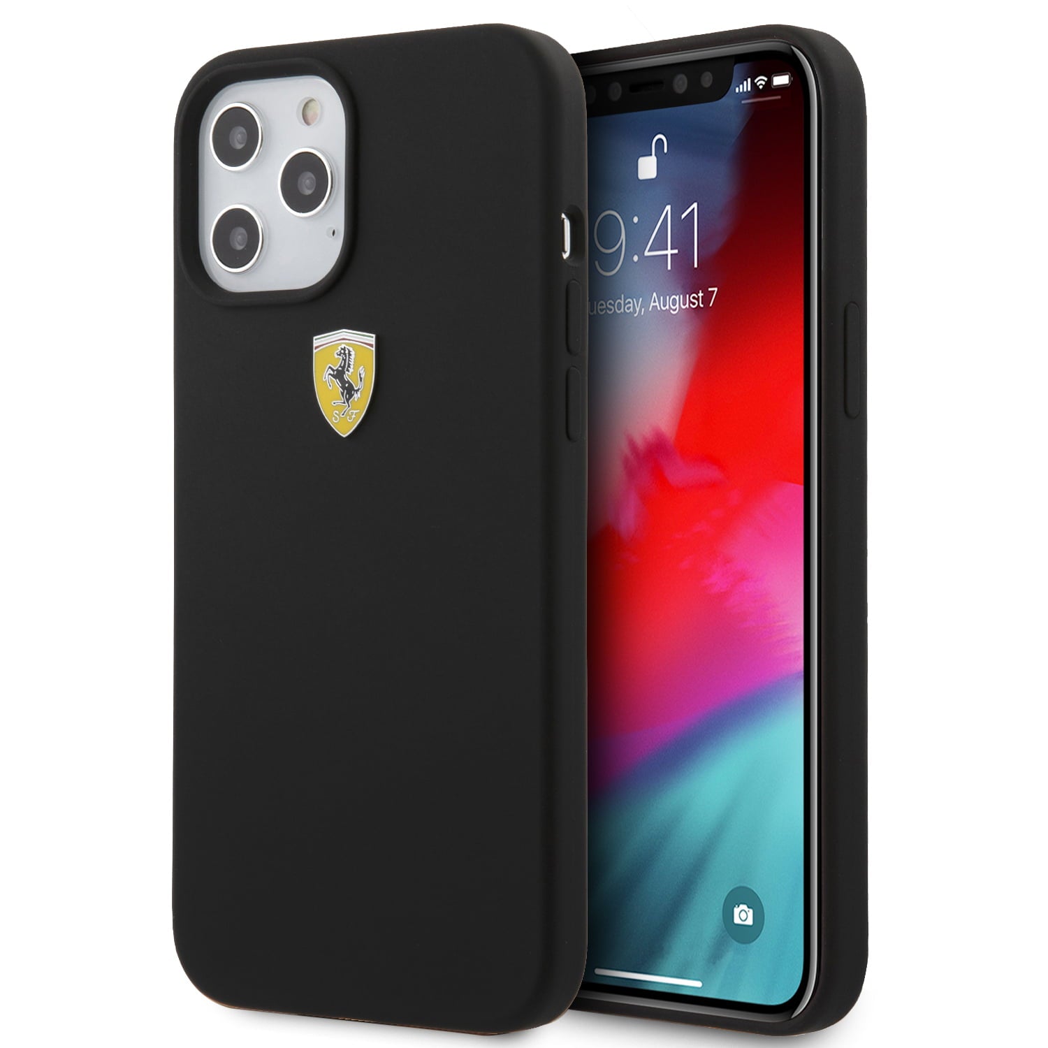 Ferrari "On Track" Liquid Silicone Case Θήκη Προστασίας – Iphone 12 Pro Max (Μαύρη/3D Logo) – Θήκη για κινητό από το PhoneBazaar.gr