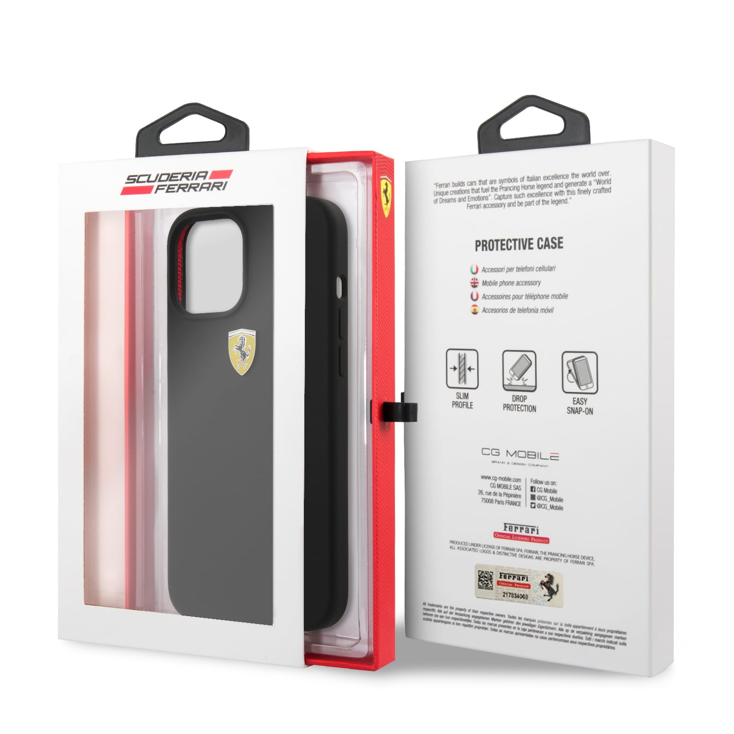 Ferrari "On Track" Liquid Silicone Case Θήκη προστασίας – iPhone 12 Pro Max (Μαύρη/3D Logo)