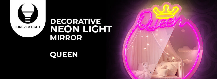 Forever Light Neon Mirror LED Sleeping Queen/Warm White Pink - Διακοσμητικός Καθρέπτης με LED Neon