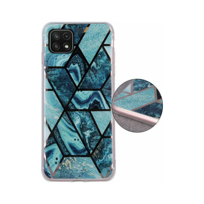 Geometric Marmur Case For Samsung Galaxy A22 5G Dark Blue – Θήκη για κινητό από το PhoneBazaar.gr