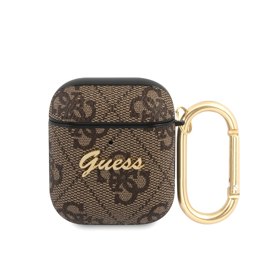 Guess Script Metal Logo Collection Θήκη Προστασίας Από Δερματίνη Για Apple Airpods 1/2 (Καφε) – Θήκη για κινητό από το PhoneBazaar.gr