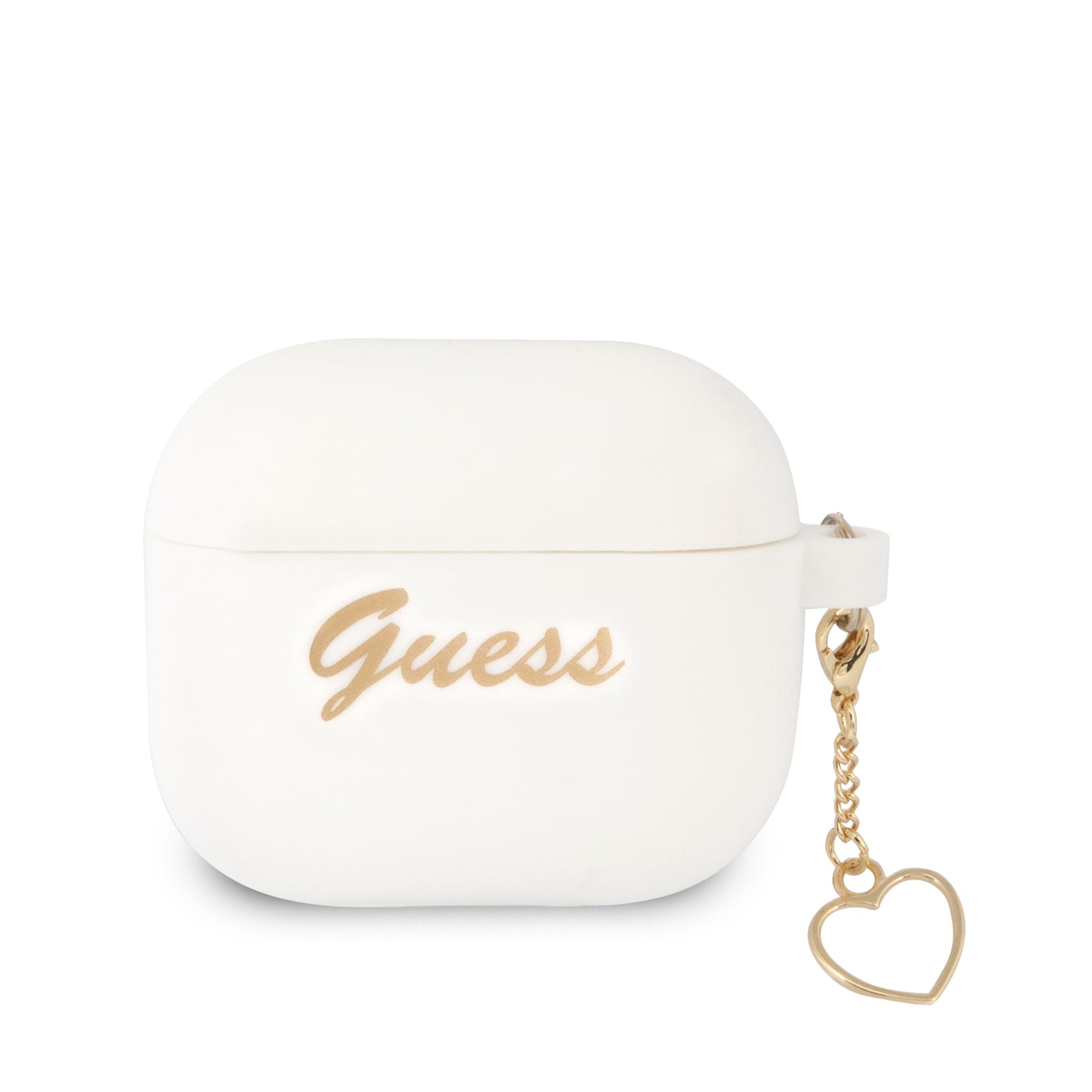 Guess Vintage Script Gold Logo Θήκη Προστασίας Από Σιλικόνη Για Apple Airpods 3 Με Χρυσή Κρεμαστή Καρδιά (Λευκή) – Θήκη για κινητό από το PhoneBazaar.gr