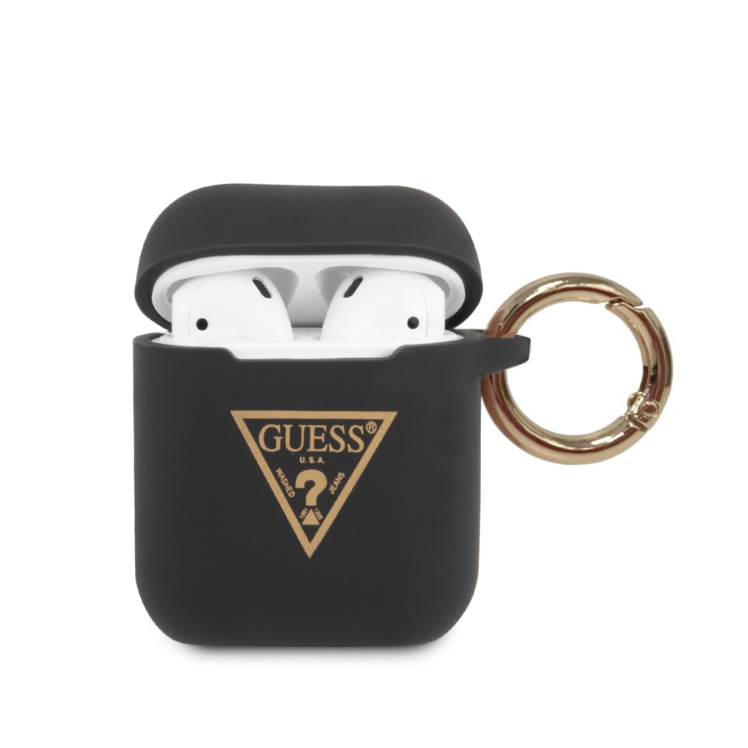 Guess Triangle Logo Silicone Case Θήκη Προστασίας Από Σιλικόνη Για Apple Airpods 1/2 (Black) – Θήκη για κινητό από το PhoneBazaar.gr