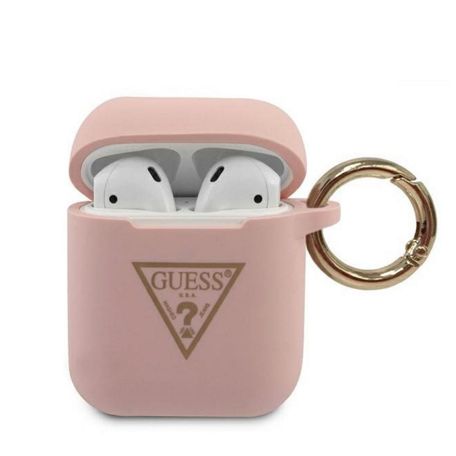Guess Triangle Logo Silicone Case Θήκη Προστασίας Από Σιλικόνη Για Apple Airpods 1/2 (Pink) – Θήκη για κινητό από το PhoneBazaar.gr