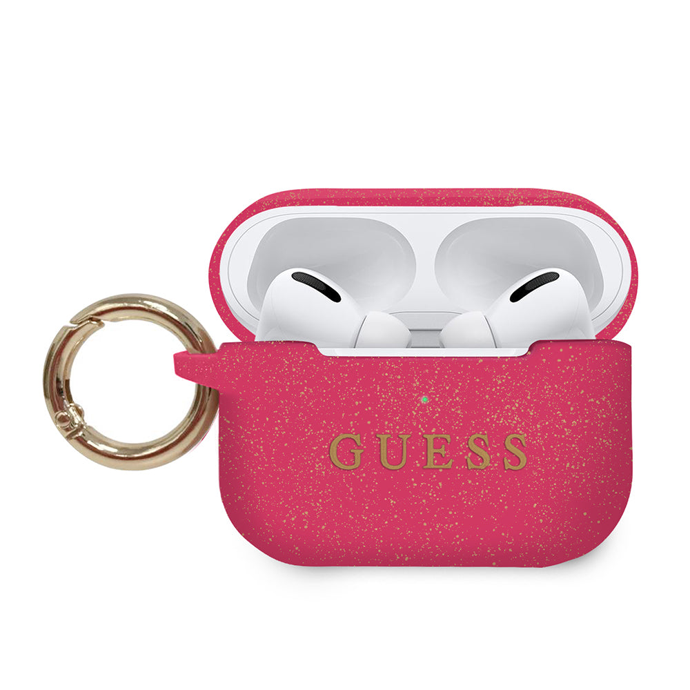 Guess Printed Logo Silicone Case Θήκη Προστασίας Από Σιλικόνη Για Apple Airpods Pro (Fuchsia/Glitter) – Θήκη για κινητό από το PhoneBazaar.gr