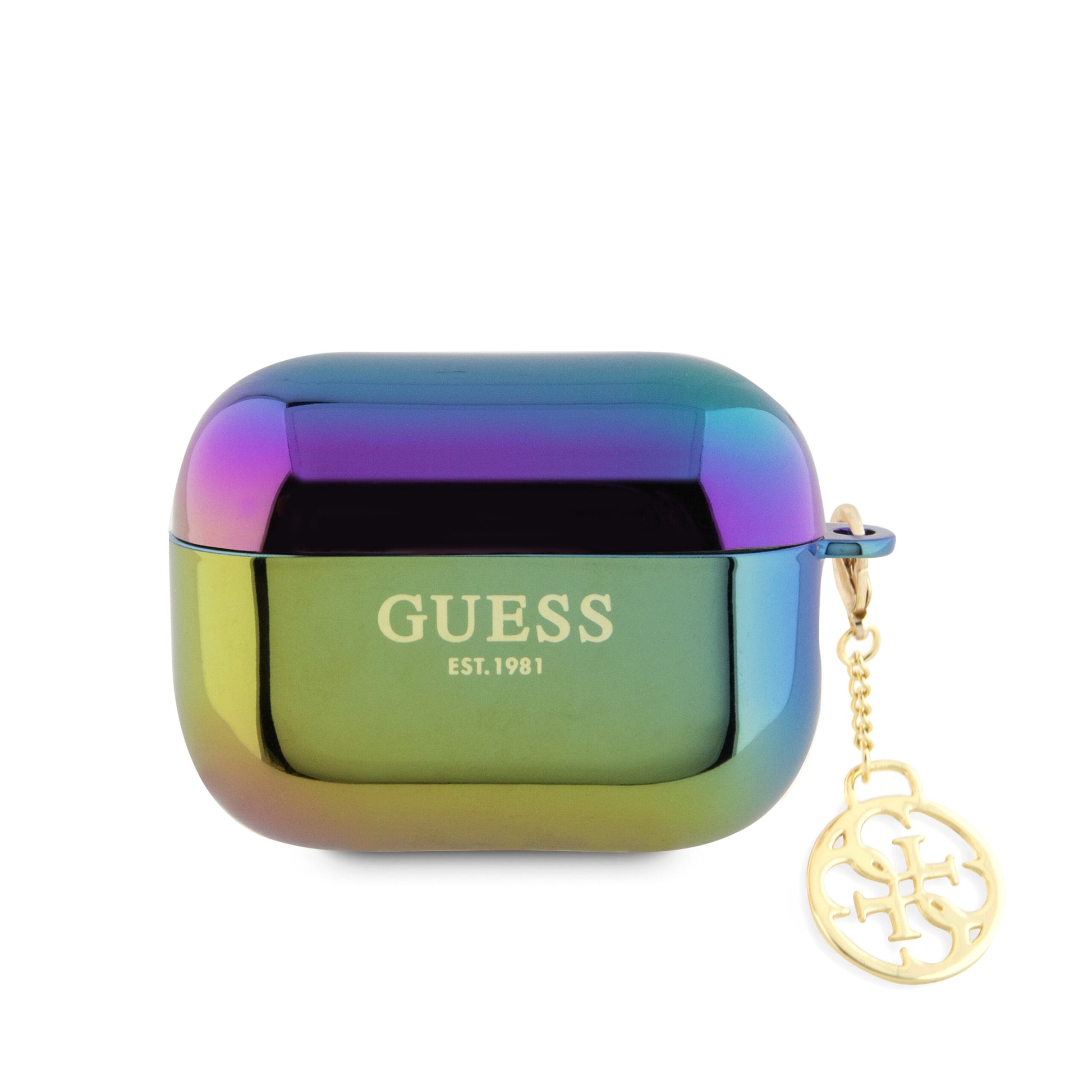 Guess "4G Logo Collection" Charm Θήκη Προστασίας Απο Σιλικόνη Για Apple Airpods Pro 2 Με Χρυσό Κρεμαστό Στολίδι (Iridescent Black) – Θήκη για κινητό από το PhoneBazaar.gr