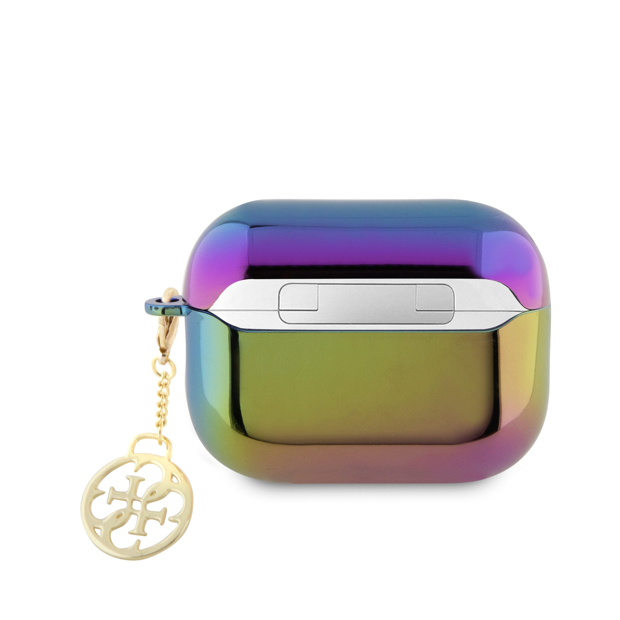 Guess "4G Logo Collection" Charm Θήκη προστασίας απο Σιλικόνη για Apple Airpods Pro 2 με χρυσό κρεμαστό στολίδι (Iridescent Black)