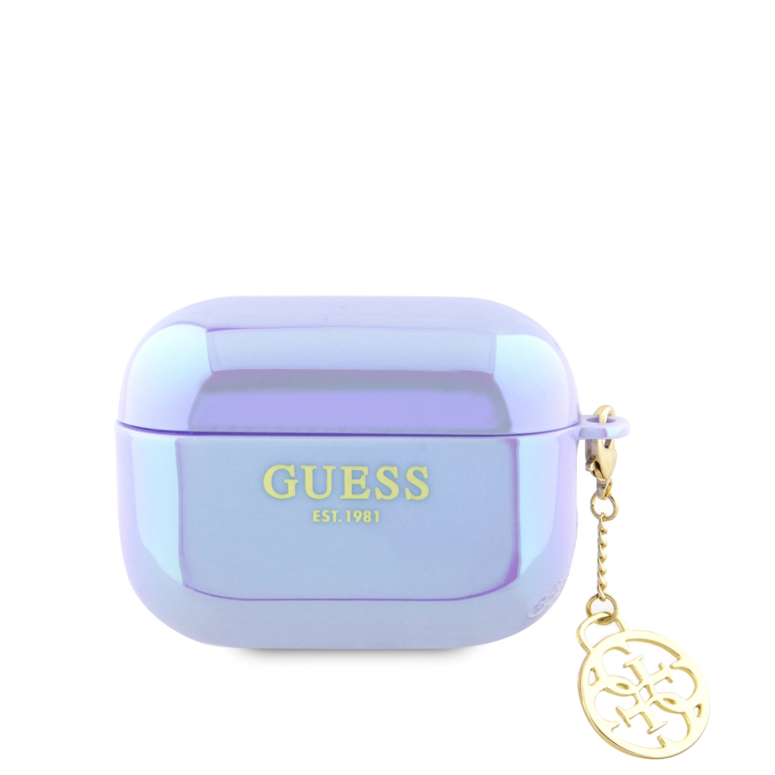 Guess "4G Logo Collection" Charm Θήκη Προστασίας Απο Σιλικόνη Για Apple Airpods Pro 2 Με Χρυσό Κρεμαστό Στολίδι (Iridescent Purple) – Θήκη για κινητό από το PhoneBazaar.gr