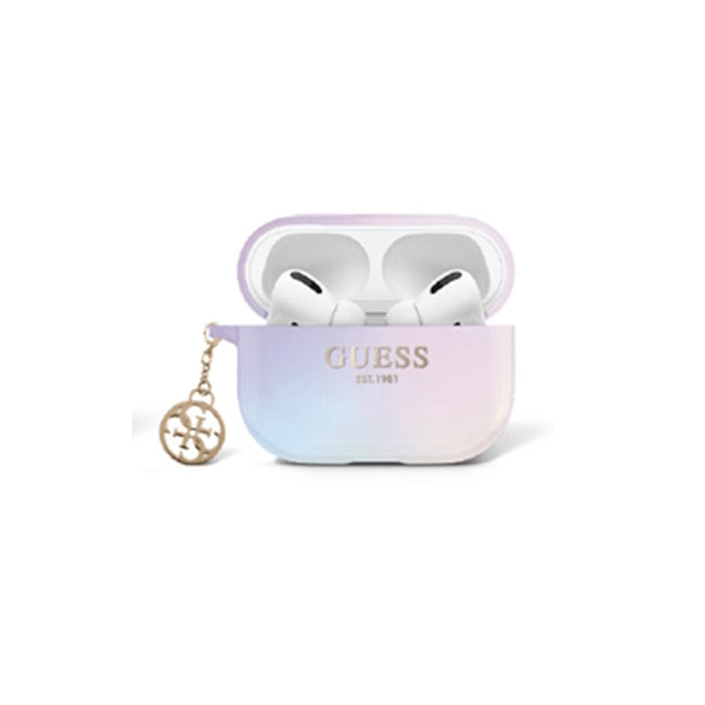 Guess "4G Logo Collection" Charm Θήκη προστασίας απο Σιλικόνη για Apple Airpods Pro με χρυσό κρεμαστό στολίδι (Iridescent Purple)