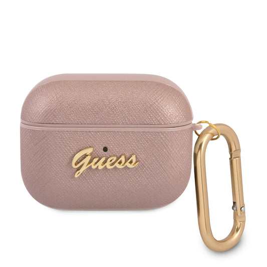 Guess Saffiano Script Metal Logo Collection Θήκη Προστασίας Από Δερματίνη Για Apple Airpods Pro (Ροζ) – Θήκη για κινητό από το PhoneBazaar.gr