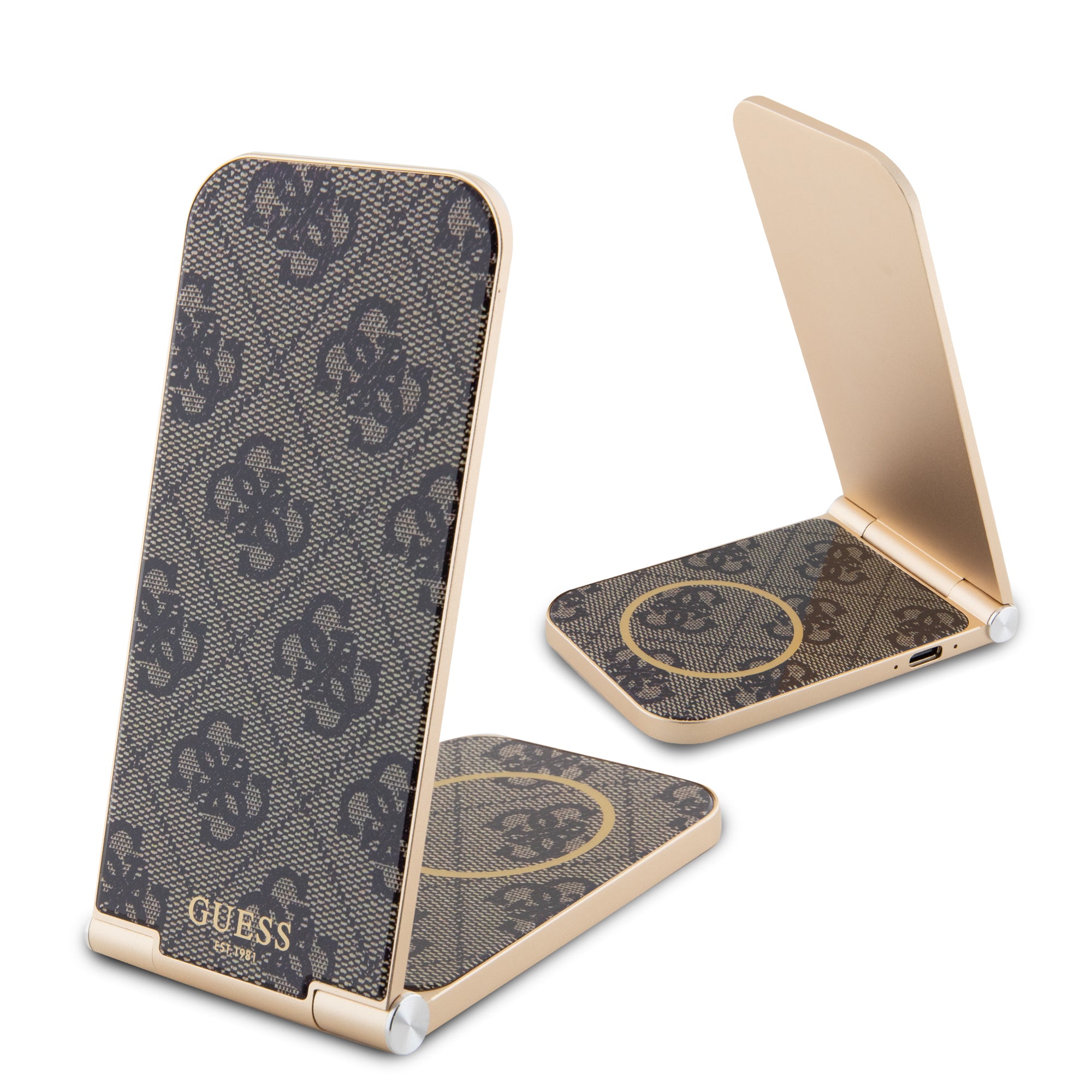 Guess “4G Logo Collection” Magnetic Desk Charger Αναδιπλούμενος Οικιακός Μαγνητικός Ταχυφορτιστής Ισχύος 15W Σε Χρώμα Καφέ (Gudcfal4Pegw) – Θήκη για κινητό από το PhoneBazaar.gr