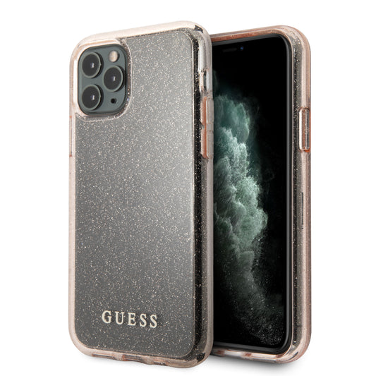 Guess "Glitter Collection" Θήκη Προστασίας Από Σιλικόνη – Iphone 11 Pro (Clear/Glitter Pink) – Θήκη για κινητό από το PhoneBazaar.gr