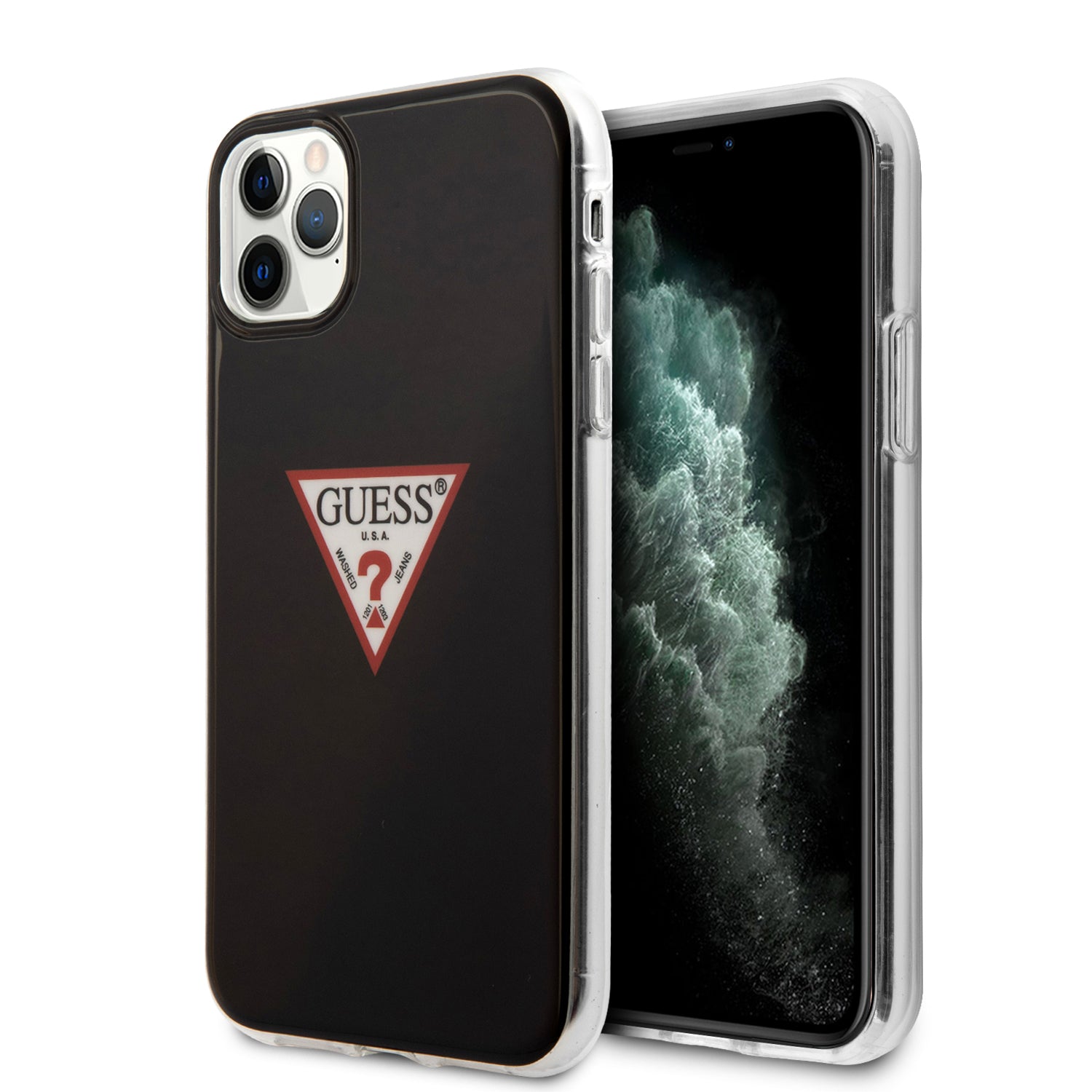 Guess “Triangle Logo Collection” Θήκη Προστασίας Από Σιλικόνη – Iphone 11 Pro (Clear / Silver) – Θήκη για κινητό από το PhoneBazaar.gr