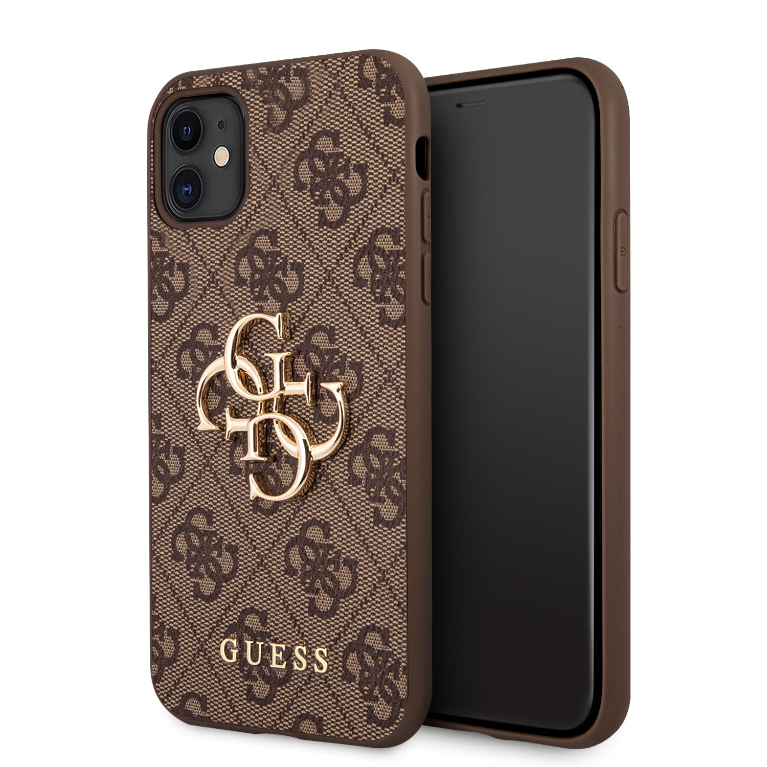 Guess "4G Logo Collection" Hard Case Pu Leather Θήκη Προστασίας Από Δερματίνη – Iphone 11 (Καφέ) – Θήκη για κινητό από το PhoneBazaar.gr