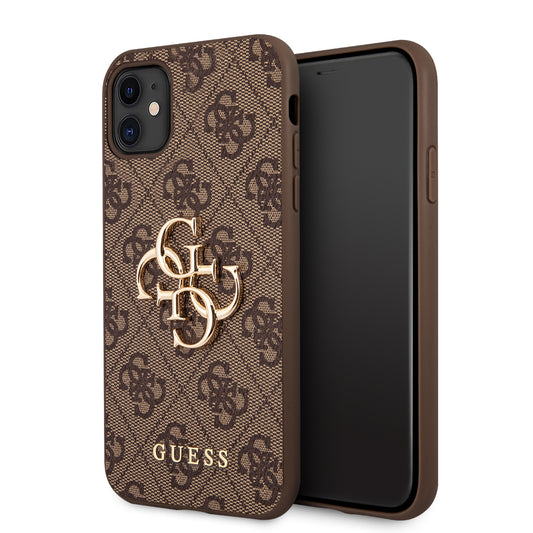 Guess "4G Logo Collection" Hard Case Pu Leather Θήκη Προστασίας Από Δερματίνη – Iphone 11 (Καφέ) – Θήκη για κινητό από το PhoneBazaar.gr