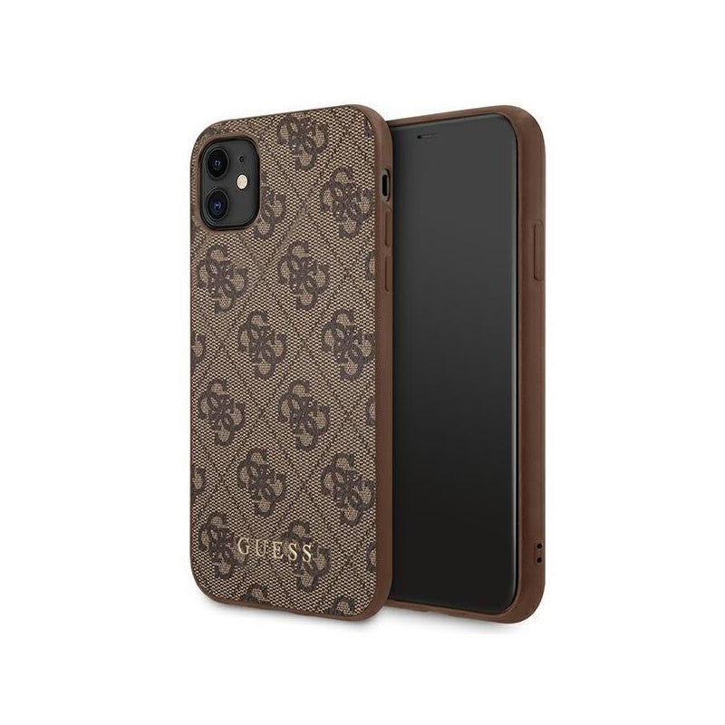 Guess “4G Logo Collection” Script Metal Logo Θήκη Προστασίας Από Δερματίνη – Iphone 11 (Καφέ) – Θήκη για κινητό από το PhoneBazaar.gr