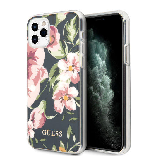 Guess "Flower Collection" Θήκη Προστασίας Από Σιλικόνη – Iphone 11 Pro Max (Navy/Floral) – Θήκη για κινητό από το PhoneBazaar.gr
