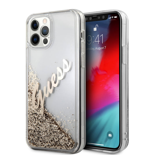 Guess Glitter Script Vintage Gold Logo Θήκη Προστασίας – Iphone 12 Pro Max (Clear/Glitter Gold) – Θήκη για κινητό από το PhoneBazaar.gr