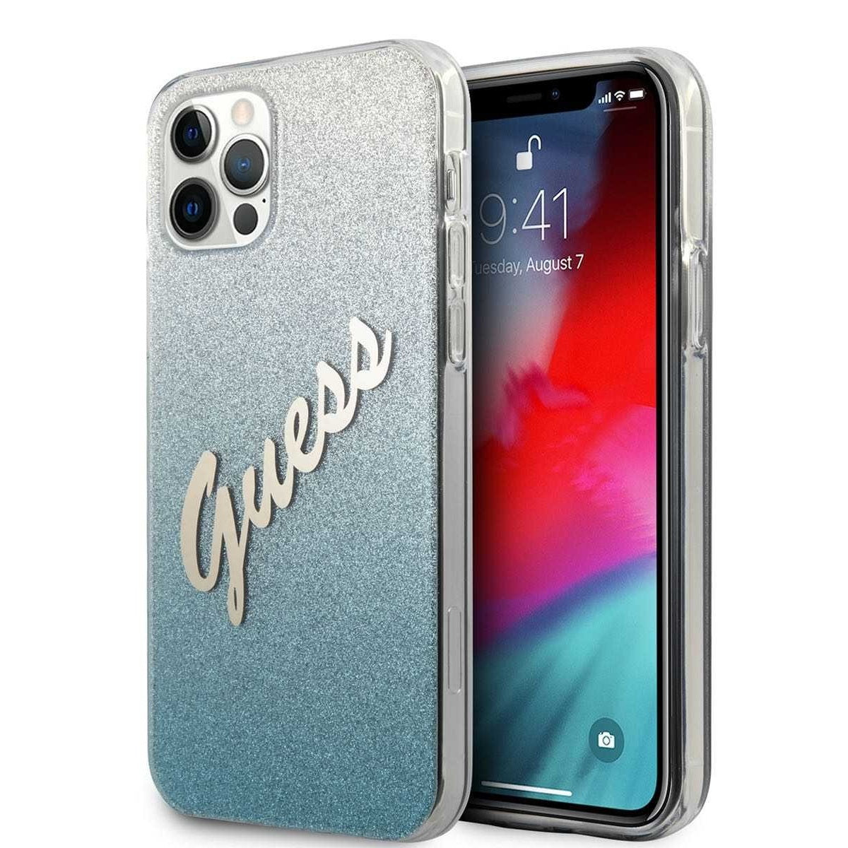 Guess Glitter Gradient Script Logo Θήκη Προστασίας Από Σιλικόνη – Iphone 12 Pro Max (Blue/Glitter) – Θήκη για κινητό από το PhoneBazaar.gr