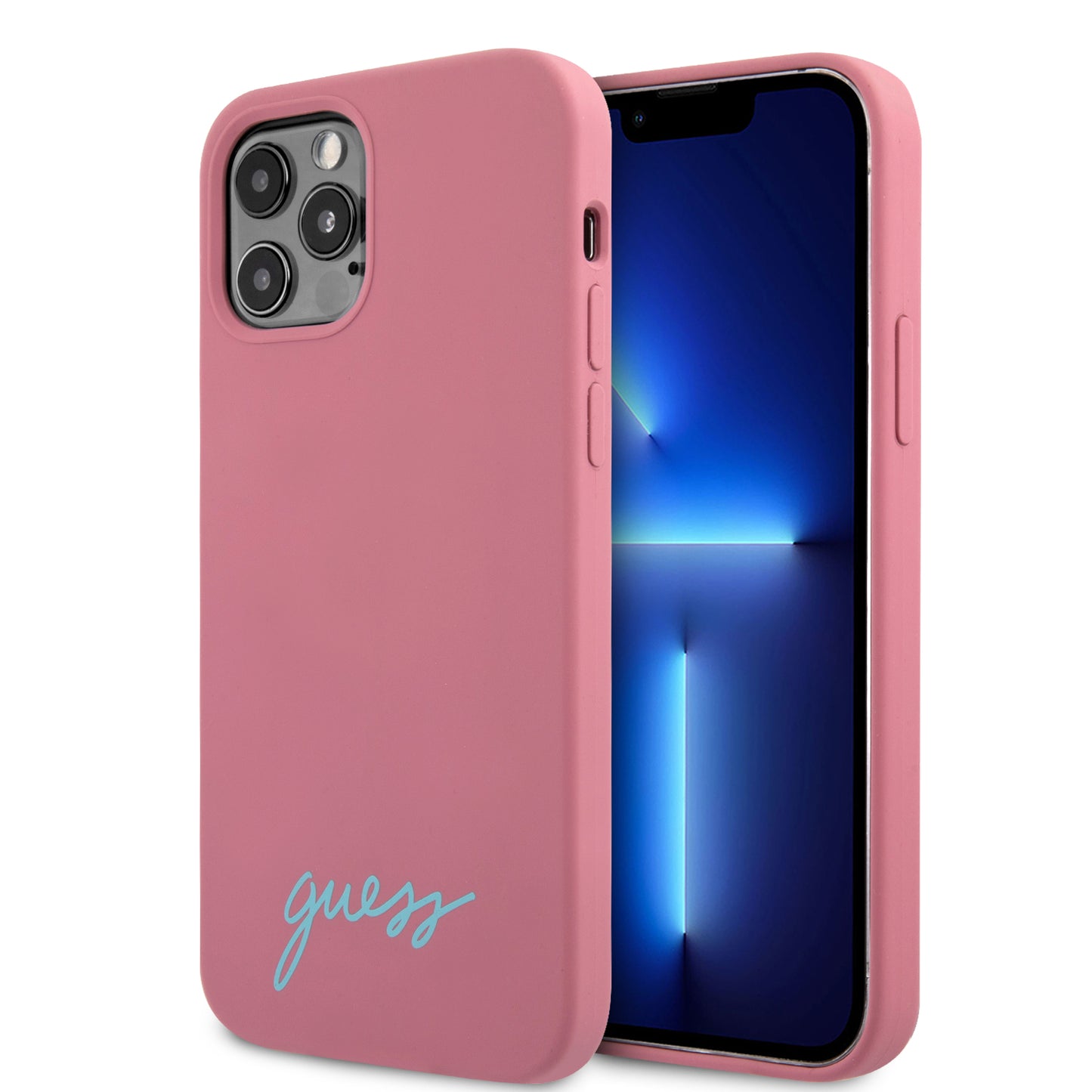 Guess Glitter Script Vintage Gold Logo Θήκη Προστασίας – Iphone 12 / 12 Pro (Pink) – Θήκη για κινητό από το PhoneBazaar.gr