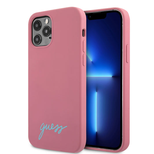 Guess Glitter Script Vintage Gold Logo Θήκη Προστασίας – Iphone 12 / 12 Pro (Pink) – Θήκη για κινητό από το PhoneBazaar.gr