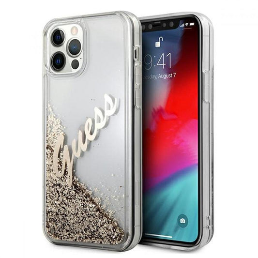 Guess Glitter Script Vintage Gold Logo Θήκη Προστασίας – Iphone 12 / 12 Pro (Clear/Glitter Gold) – Θήκη για κινητό από το PhoneBazaar.gr