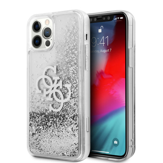 Guess "4G Logo Collection" Θήκη Προστασίας – Iphone 12 / Iphone 12 Pro (Clear/Glitter Silver) – Θήκη για κινητό από το PhoneBazaar.gr