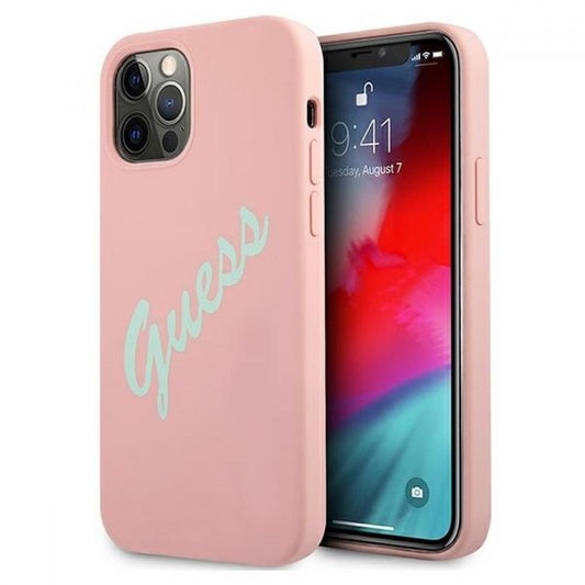 Guess "Vintage Script Logo Collection" Σκληρή Θήκη Προστασίας Από Σιλικόνη – Iphone 12 / 12 Pro (Πράσινο/Ροζ) – Θήκη για κινητό από το PhoneBazaar.gr