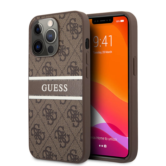 Guess "4G Logo Collection" Printed Stripe Θήκη Προστασίας Από Δερματίνη – Iphone 13 Pro (Καφέ) – Θήκη για κινητό από το PhoneBazaar.gr