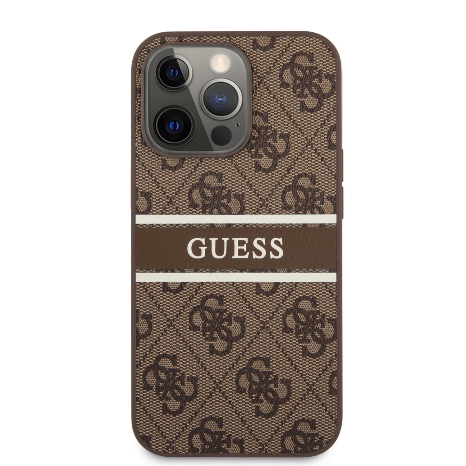Guess "4G Logo Collection" Printed Stripe Θήκη προστασίας από δερματίνη – iPhone 13 Pro (Καφέ)