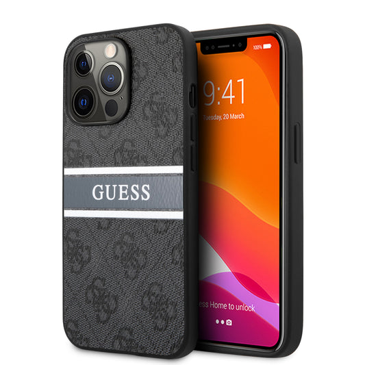 Guess "4G Logo Collection" Printed Stripe Θήκη Προστασίας Από Δερματίνη – Iphone 13 Pro (Γκρι) – Θήκη για κινητό από το PhoneBazaar.gr