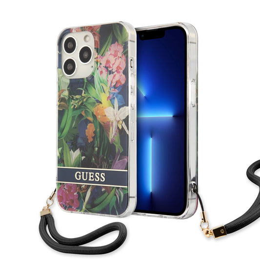 Guess "Flower Collection" Θήκη Προστασίας Με Floral Σχεδιασμό Και Κορδονάκι Χειρός – Iphone 13 Pro – Θήκη για κινητό από το PhoneBazaar.gr