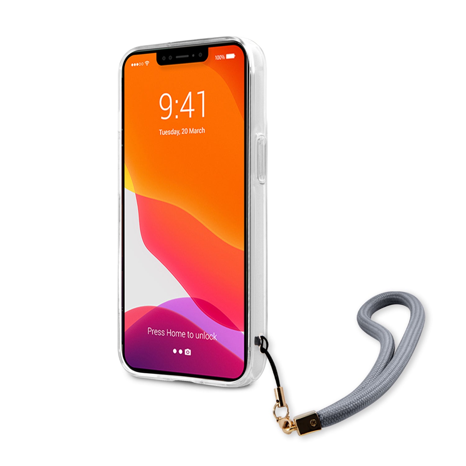 Guess "Marble Collection" Printed Stripe Θήκη προστασίας με όψη μαρμάρου και κορδονάκι χειρός – iPhone 13 Pro (Μπλε/Λευκό)