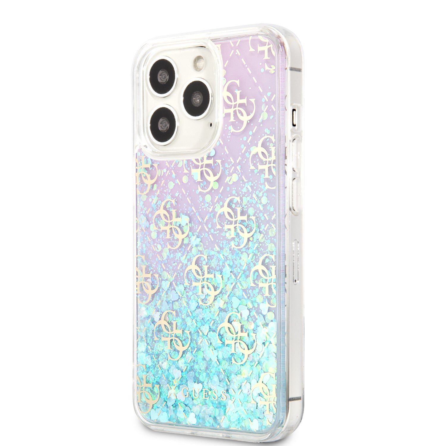Guess "4G Logo Collection" Θήκη προστασίας από Liquid Glitter σιλικόνη – iPhone 13 Pro (Iridescent/Pink)