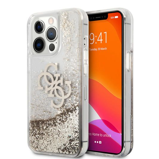 Guess "4G Logo Collection" Θήκη Προστασίας – Iphone 13 Pro (Clear/Glitter Gold) – Θήκη για κινητό από το PhoneBazaar.gr