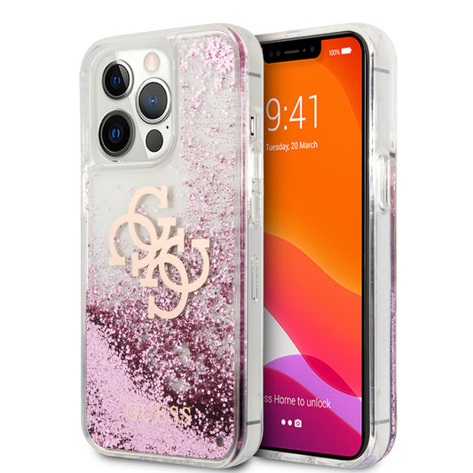 Guess "4G Logo Collection" Θήκη Προστασίας – Iphone 13 Pro (Clear/Glitter Pink) – Θήκη για κινητό από το PhoneBazaar.gr