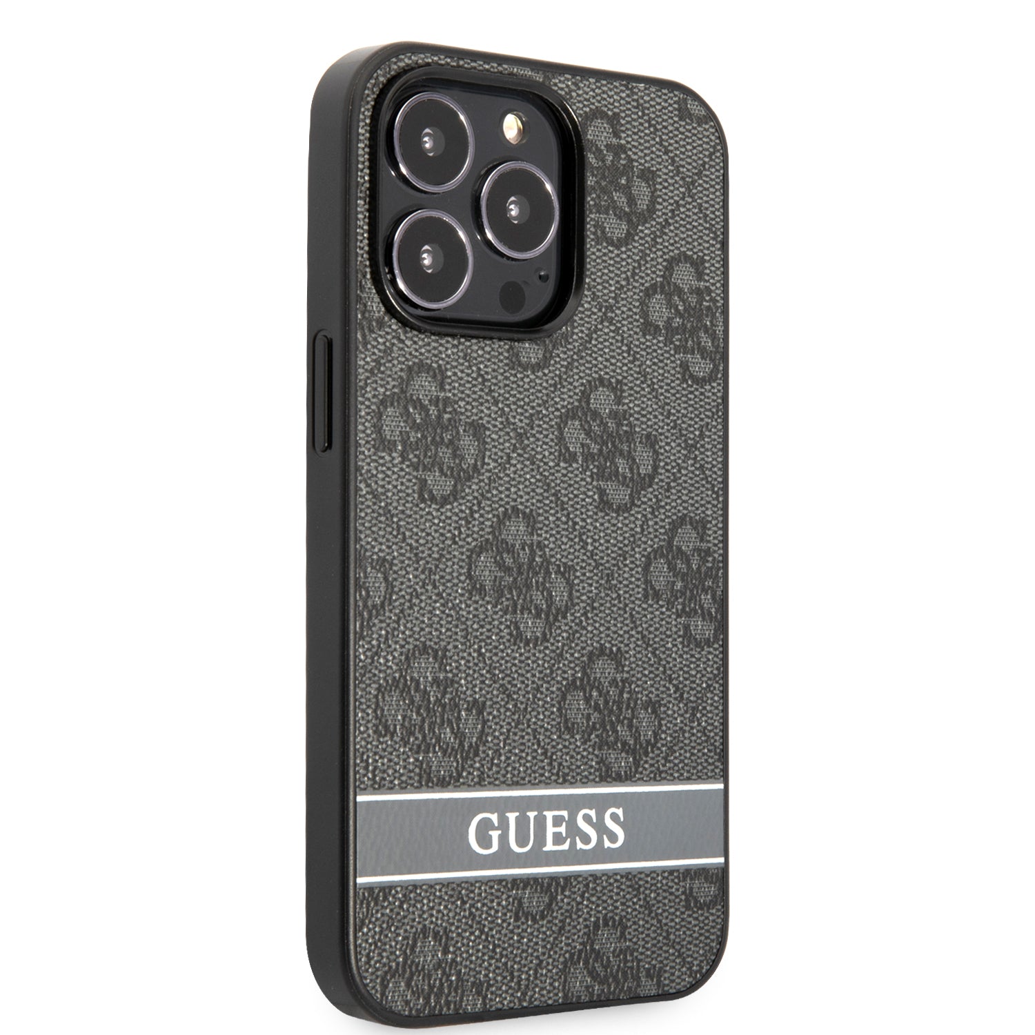 Guess "4G Logo Collection" Printed Stripe Θήκη προστασίας από δερματίνη – iPhone 13 Pro (Γκρι/Μαύρη)