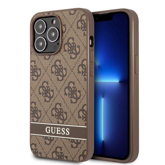 Guess "4G Logo Collection" Printed Stripe Θήκη Προστασίας Από Δερματίνη – Iphone 13 Pro (Καφέ) – Θήκη για κινητό από το PhoneBazaar.gr